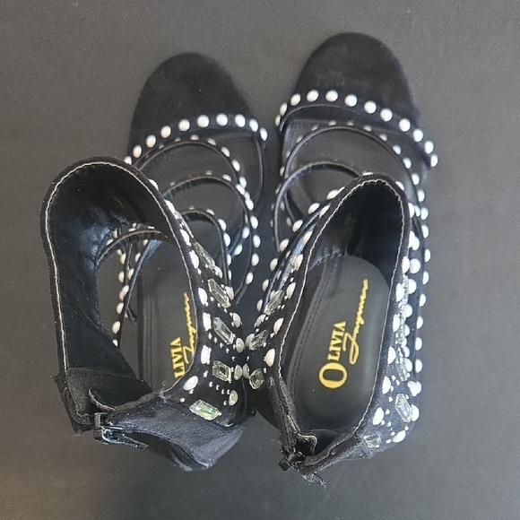 Chic Black Strappy Heels with Studded Details - Picture 7 of 10